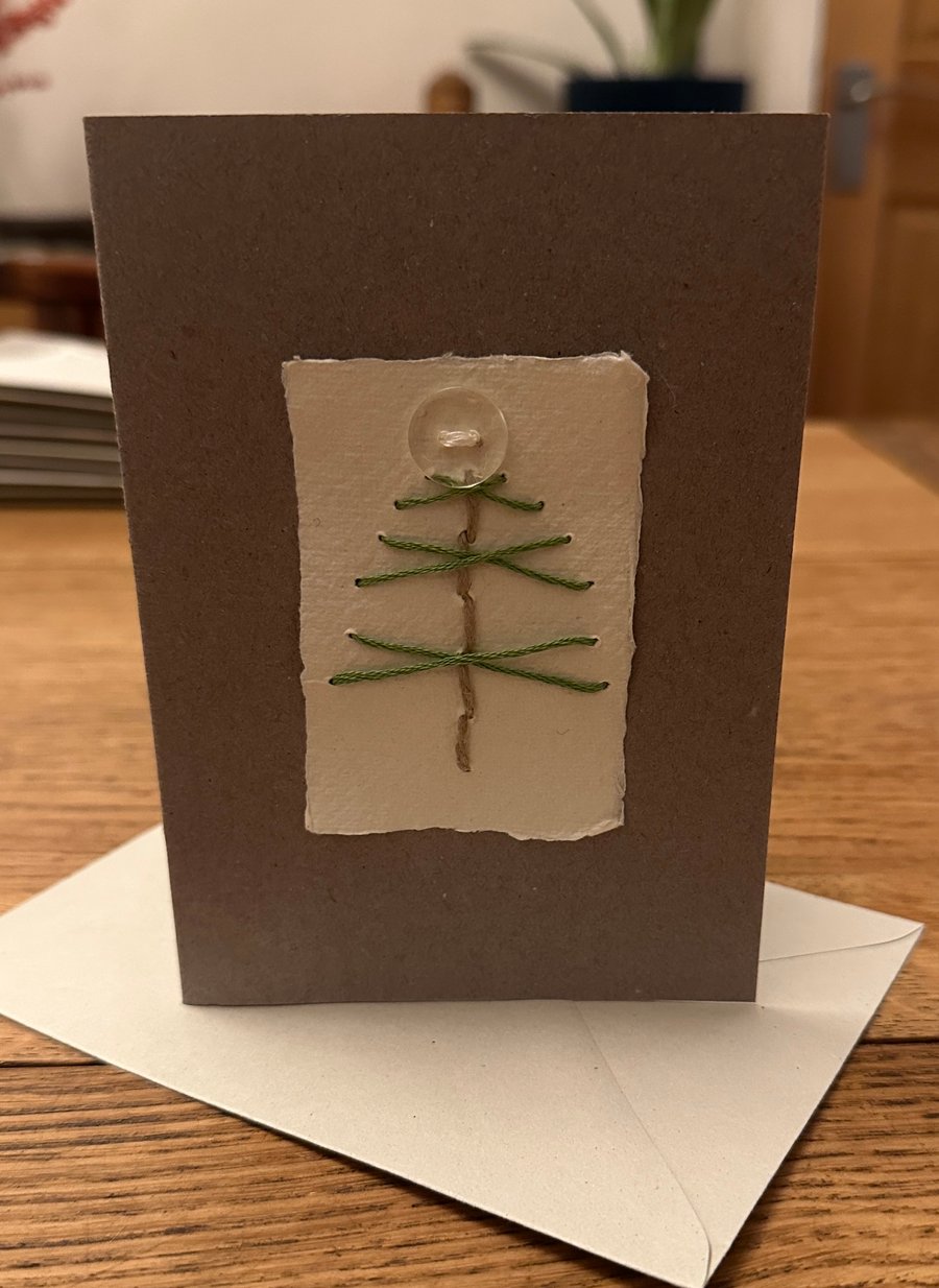 Embroidered Christmas tree card