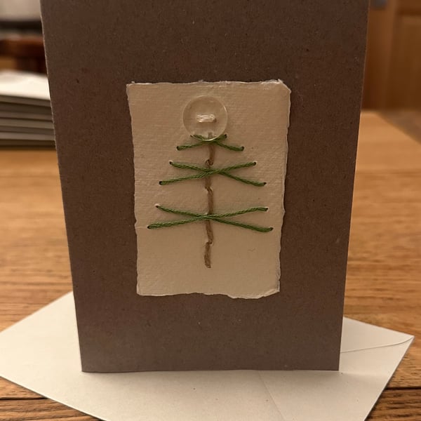 Embroidered Christmas tree card