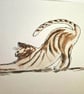 Yogic Cat - original watercolour based on the game 'The Minister's Cat'