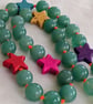 Green aventurine and multicoloured howlite star knotted cord necklace  - Image 3