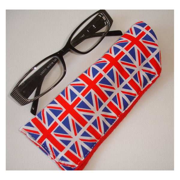 Glasses Case Red White and Blue Union Jack Spectacles Specs Sleeve Flag