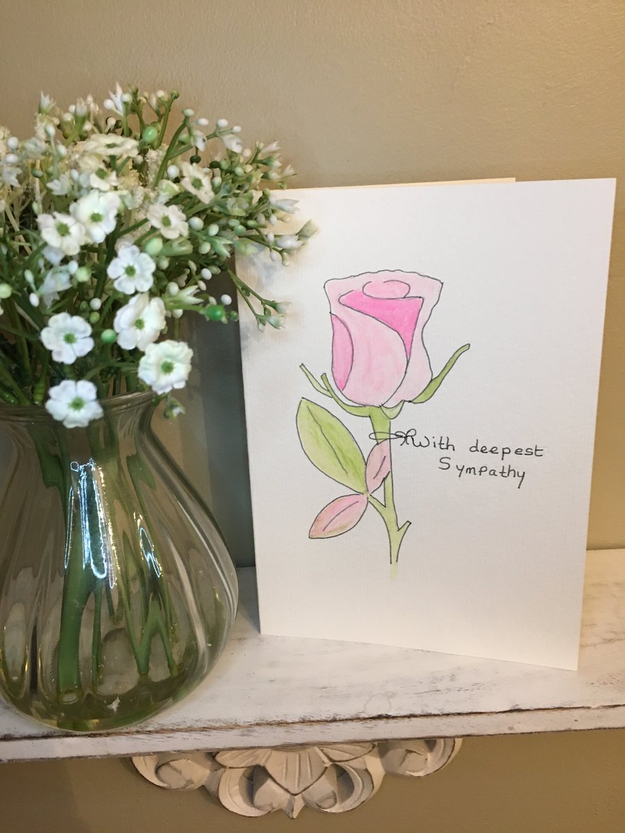 Sympathy Card, Hand Painted Sympathy Card