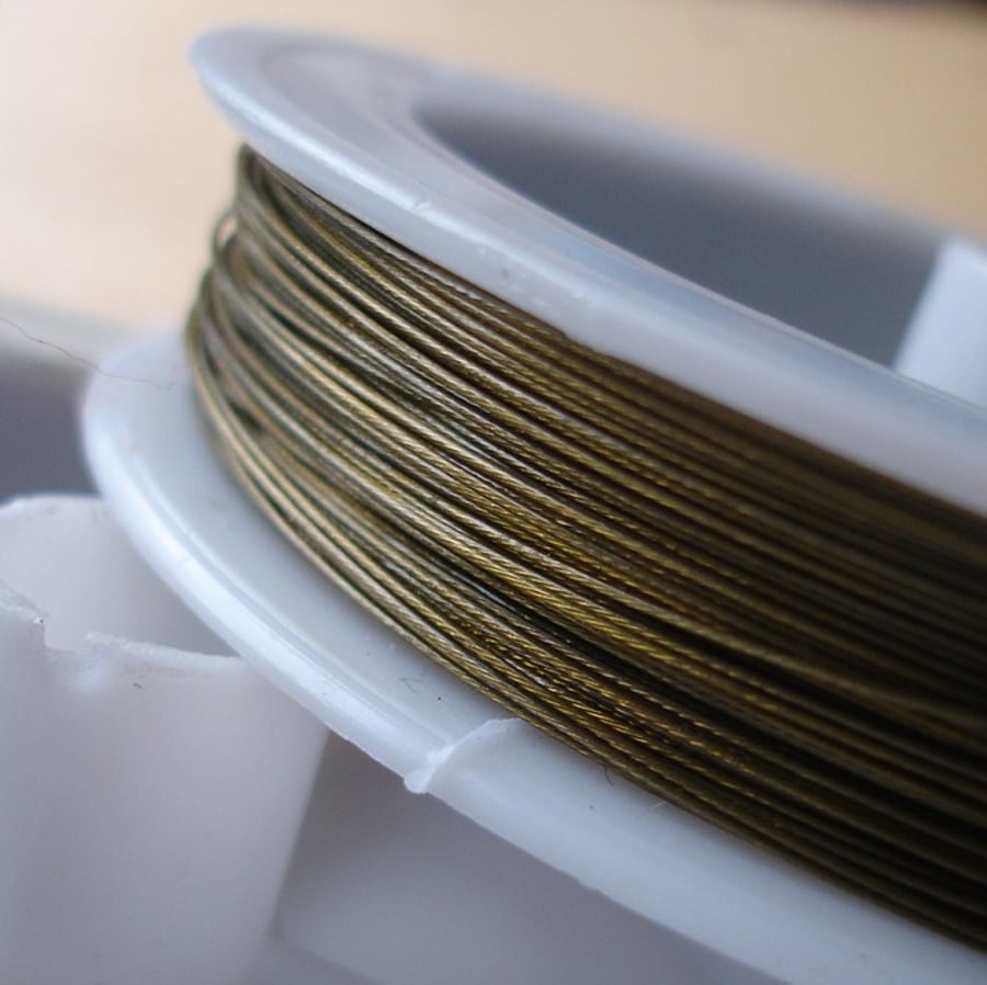5m Metallic Olive Tiger Tail Nylon Coated Jewellery Wire