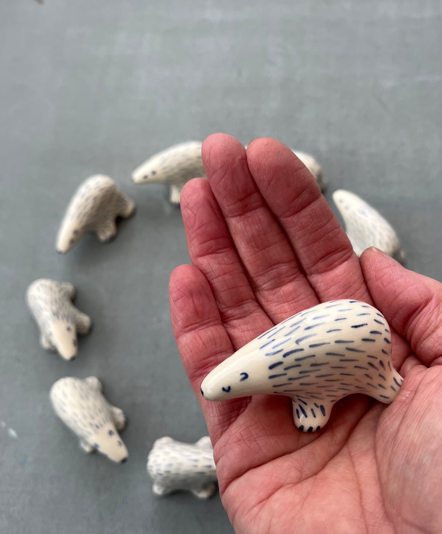 Ceramic Polar Bear with blue fur   Decoration