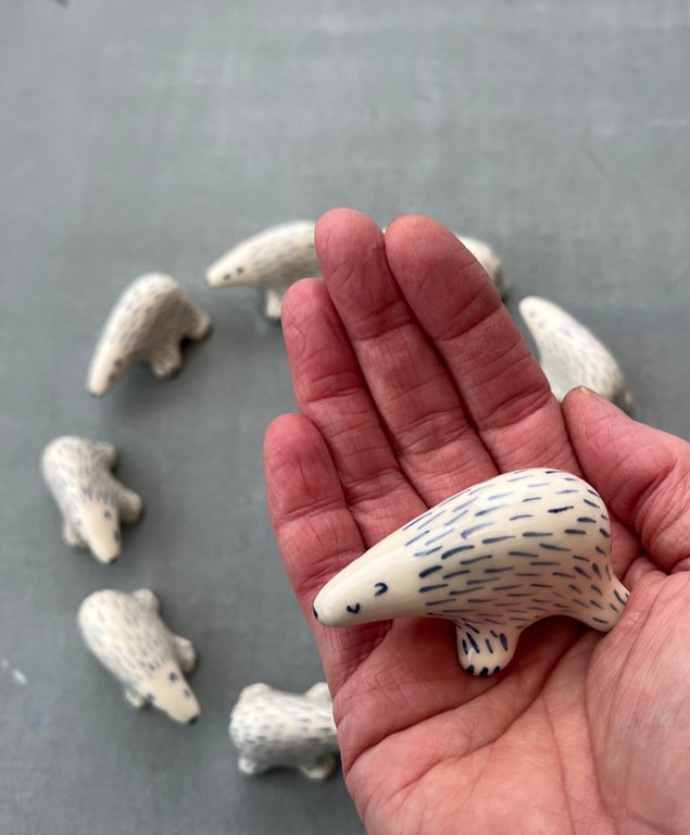 Ceramic Polar Bear with blue fur   Decoration