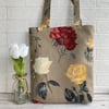 Roses floral tote bag with red, yellow and white roses