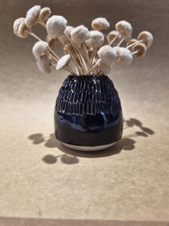 Handmade Textured Ceramic Bud Vase, Small Brown Stoneware Vase