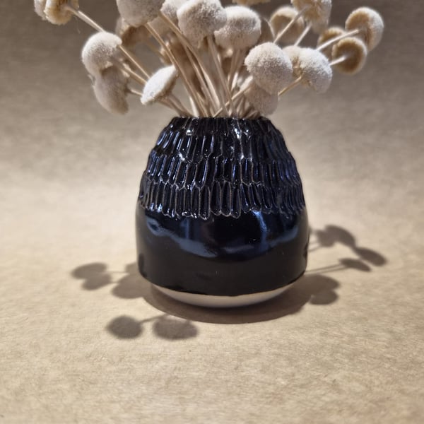 Handmade Textured Ceramic Bud Vase, Small Brown Stoneware Vase