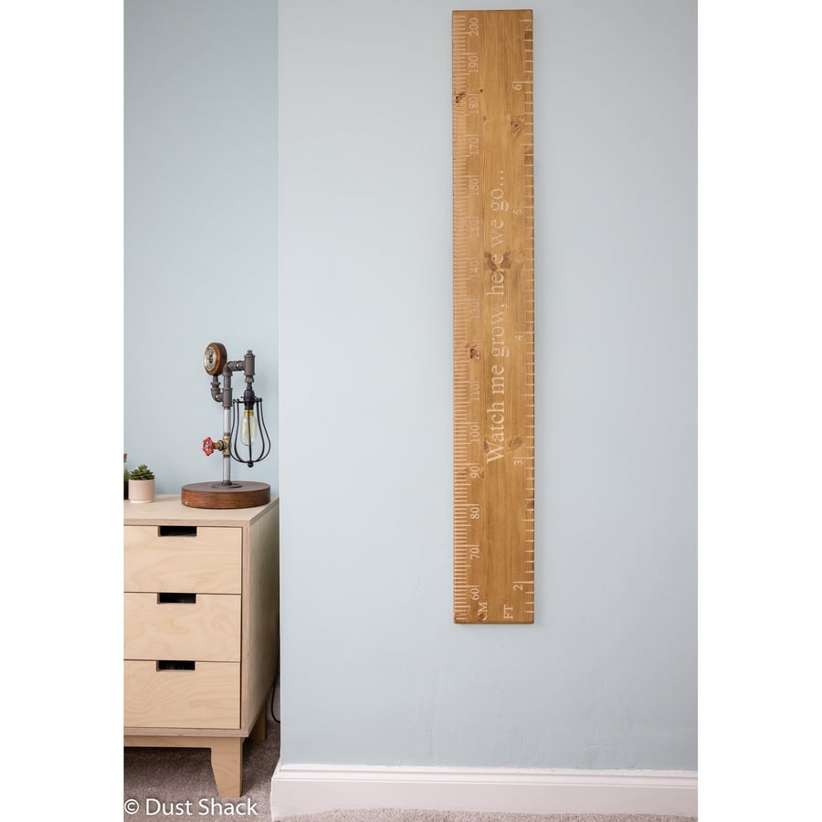 Personalised Solid Wood Growth Height Chart, Customisable Children's Ruler 