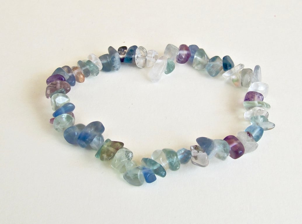 DESTASH:  Rainbow Fluorite Chip Bracelet