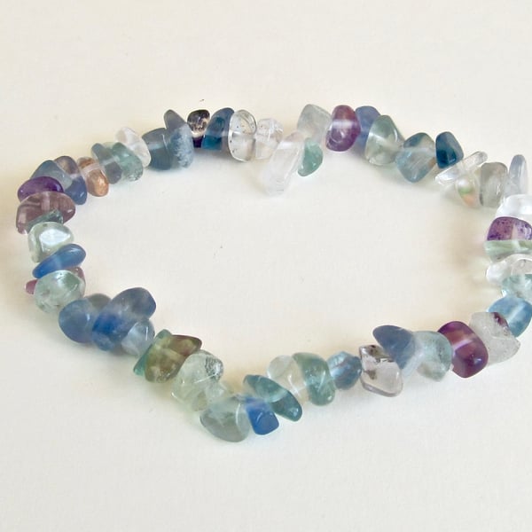 DESTASH:  Rainbow Fluorite Chip Bracelet