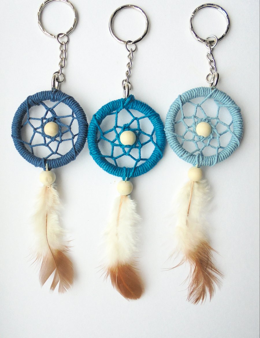 Mini dream catcher keyring with a corded hanger option