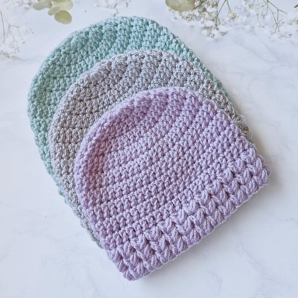 Crochet Baby Hat Puff Stitch Newborn 0–6 Months Gift
