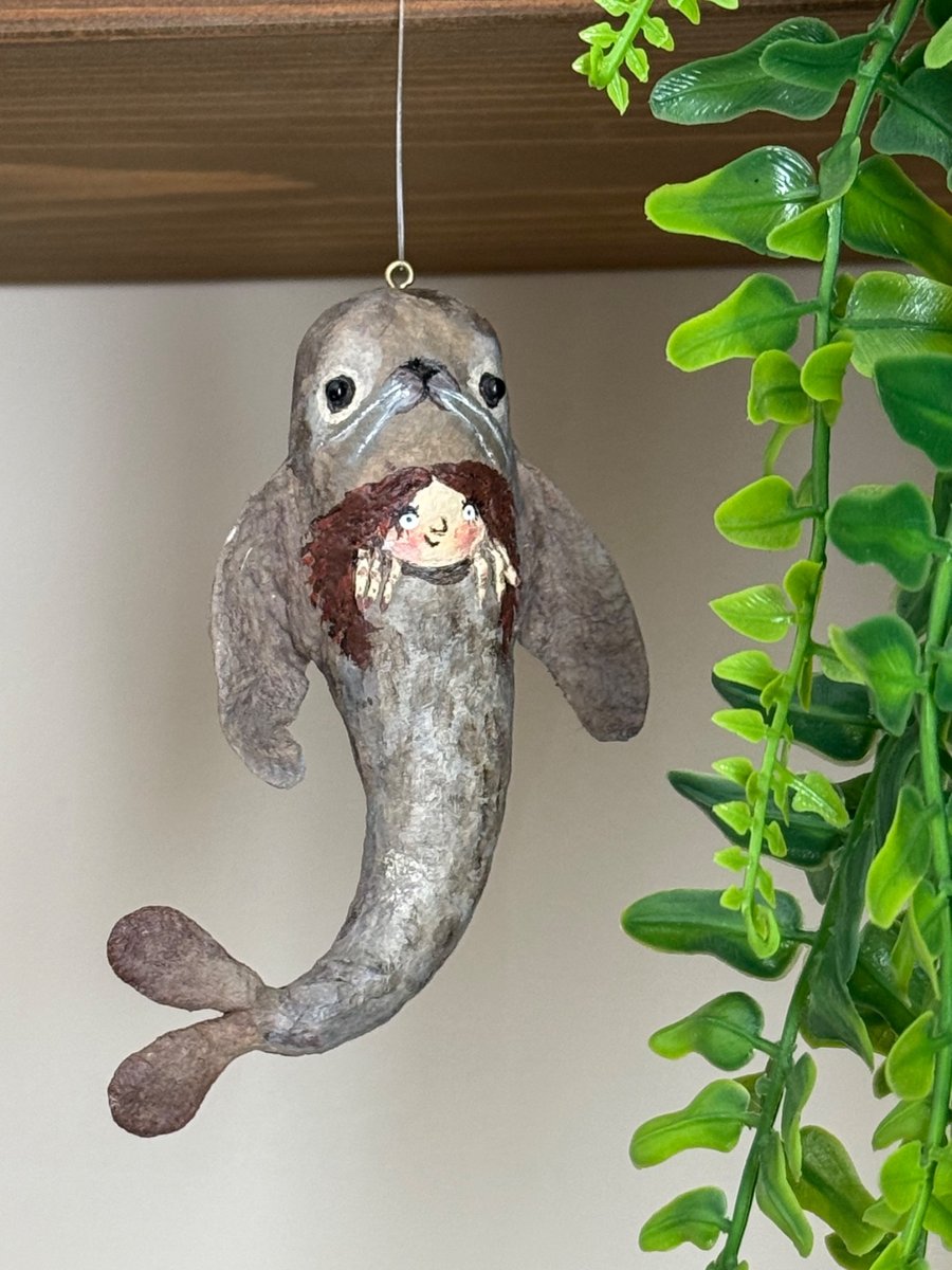 Spun Cotton Miniature Selkie Art Doll