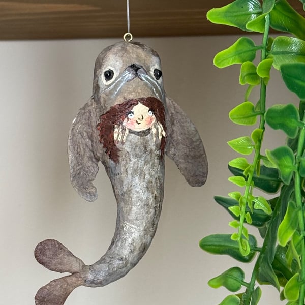 Spun Cotton Miniature Selkie Art Doll