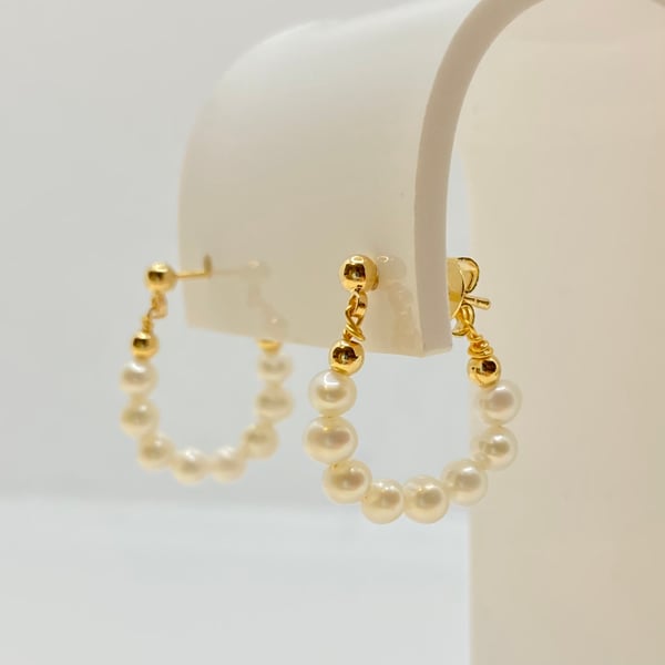 Freshwater Pearl Gold Plated Hook Earrings