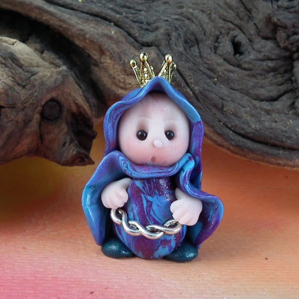 Tiny Royal Gnome Crown Prince 'Reggie' OOAK by Ann Galvin