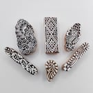 6 Indian Wooden Print Blocks