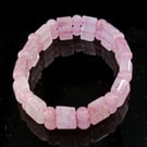 Stretchy Pink Rose Quartz Gemstone Cuff Stacker Bracelet