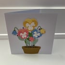 Pansy in a Plant Pot Handmade Die Cut Card