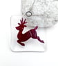 Fused Glass Copper Reindeer Hanging - Handmade Glass Christmas Decoration