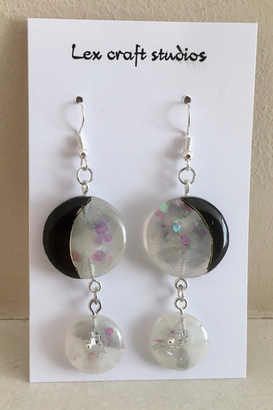 Black and white sparkle earrings 