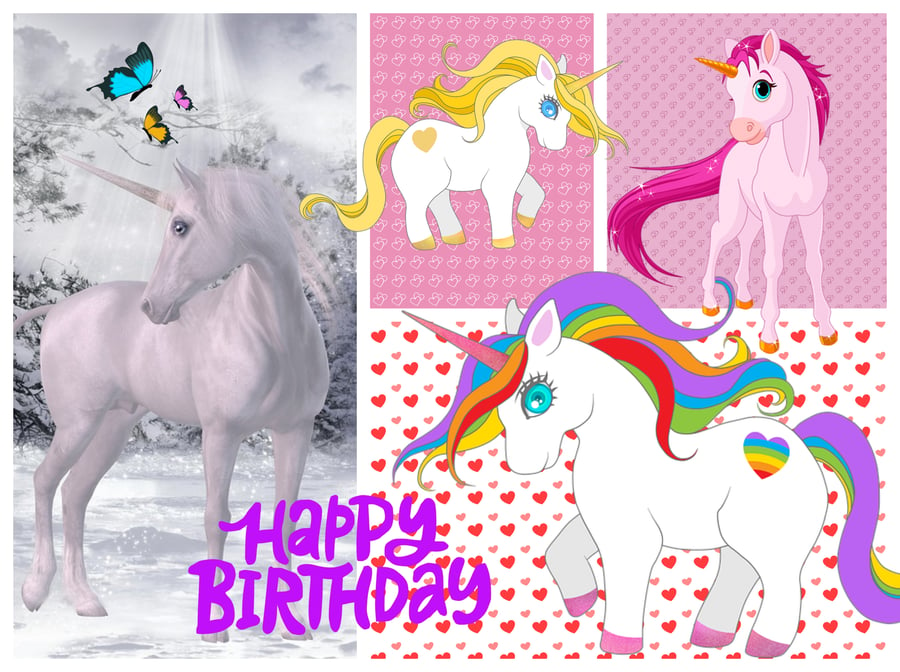 Unicorns Birthday Card A5