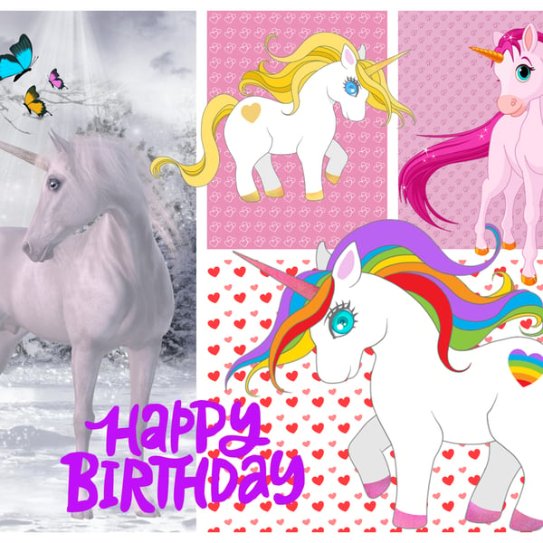 Unicorns Birthday Card A5