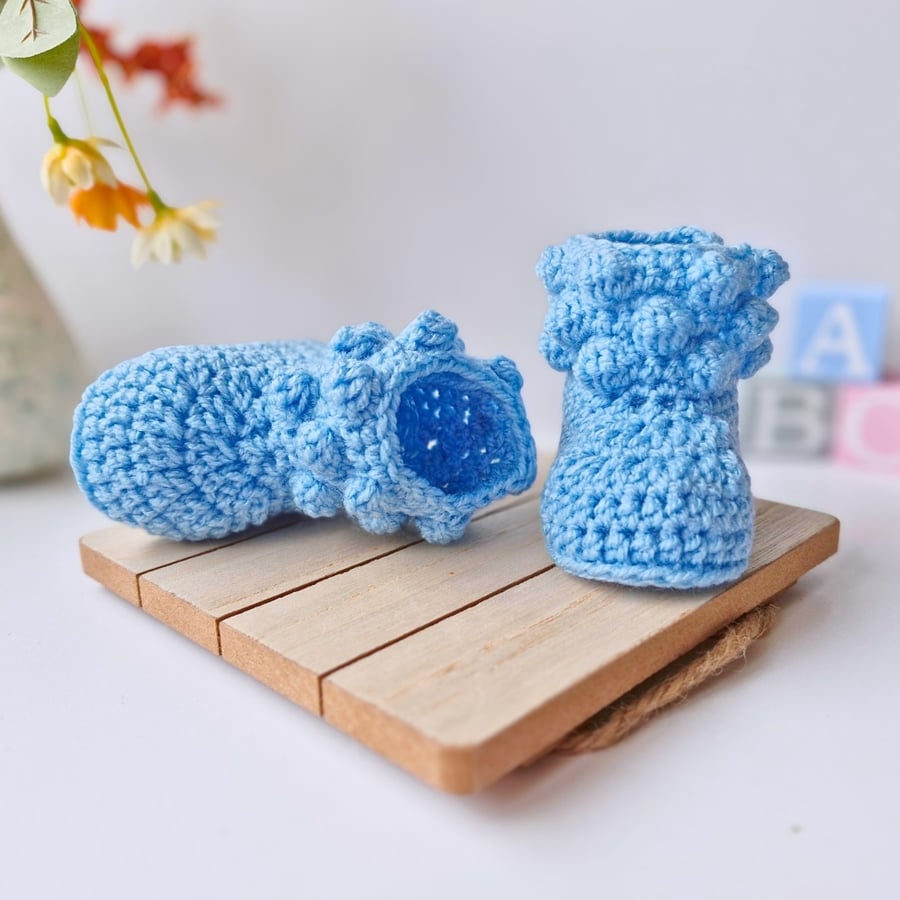 Bobble Cuff Crochet Baby Booties – Baby Shower Gift