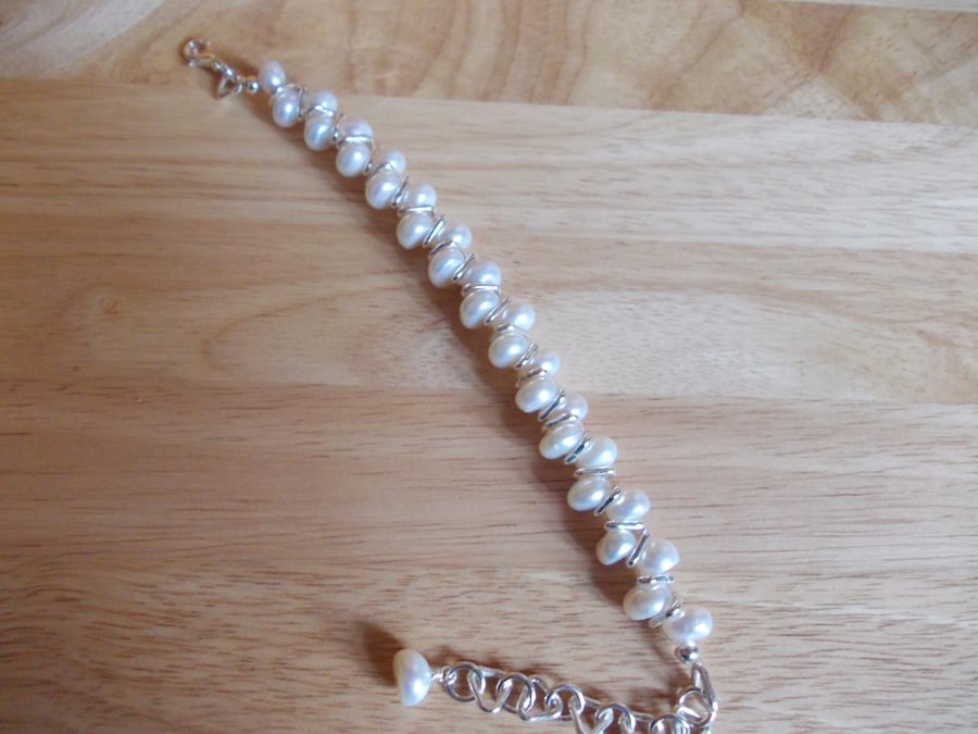 Freshwater pearl goddess style bracelet