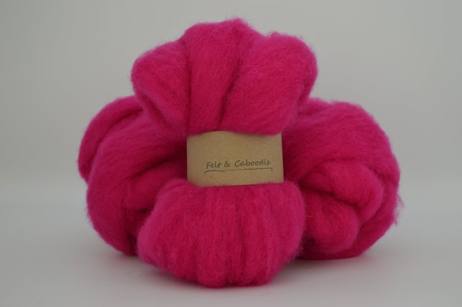 Raspberry Carded Corriedale wool fibre