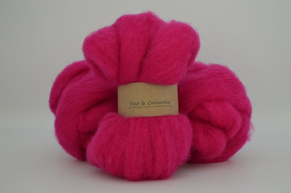 Raspberry Carded Corriedale wool fibre
