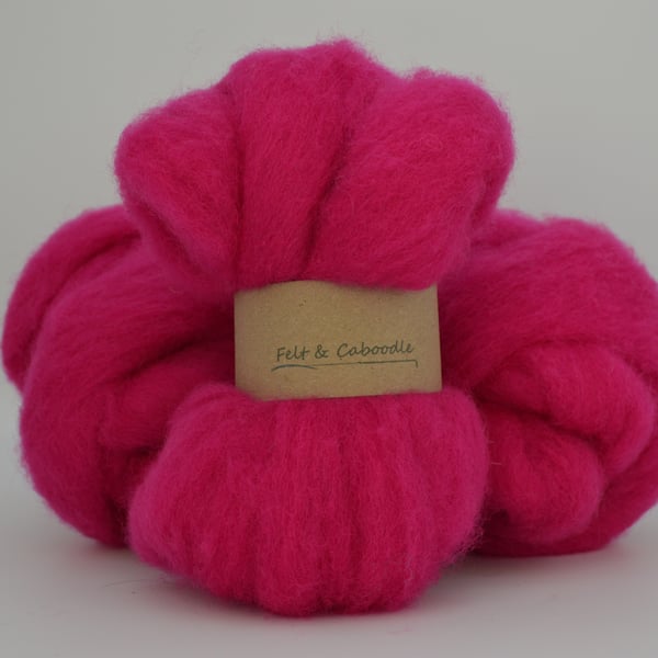 Raspberry Carded Corriedale wool fibre