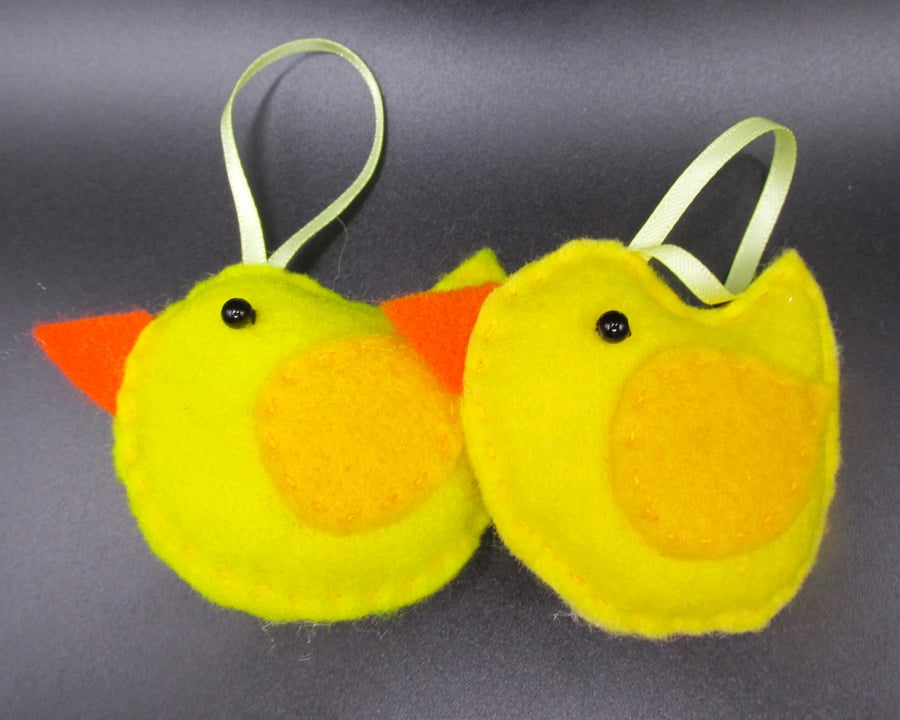 Easter Chick Felt Hanging Decoration, Hand Made Felt Ornaments