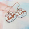 Enamel and Copper Light Blue and Ivory Tree Dangle Earrings