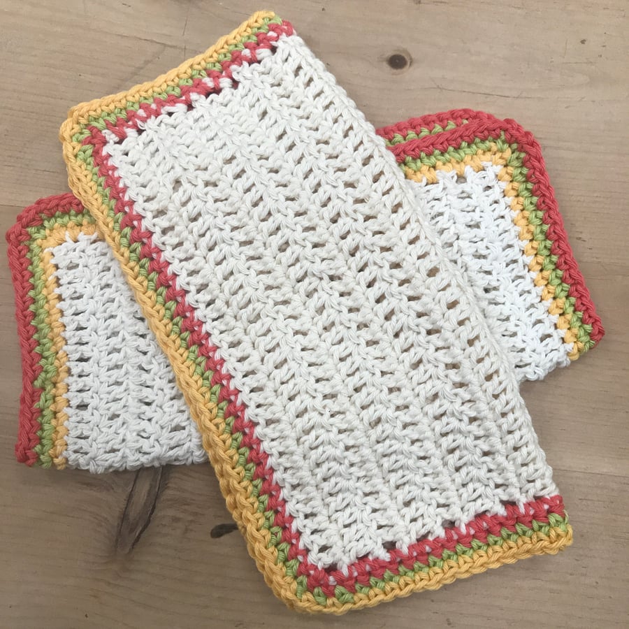 Crochet cotton dishcloths or washcloths
