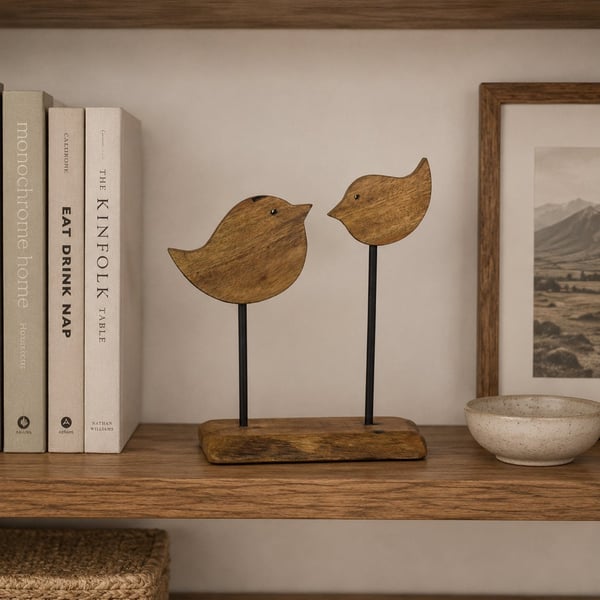 Bonnie & Birdie - Handmade Wooden Bird Ornament - Whimsical Delights Collection