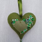 Beaded heart gift, Anniversary gifts, felt decoration, keepsake, Valentine's Day