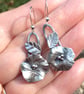 Silver flower and leaf earrings - Image 3