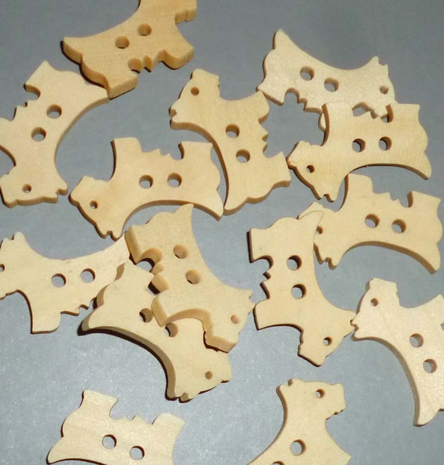 Wooden dog buttons  set of 5