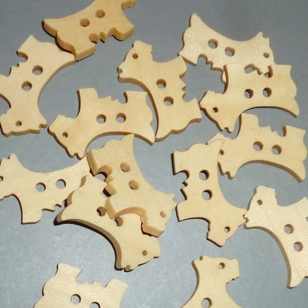 Wooden dog buttons  set of 5