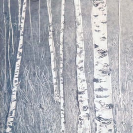 birch tree in grey greeting card artist card new forest plastic free cello free