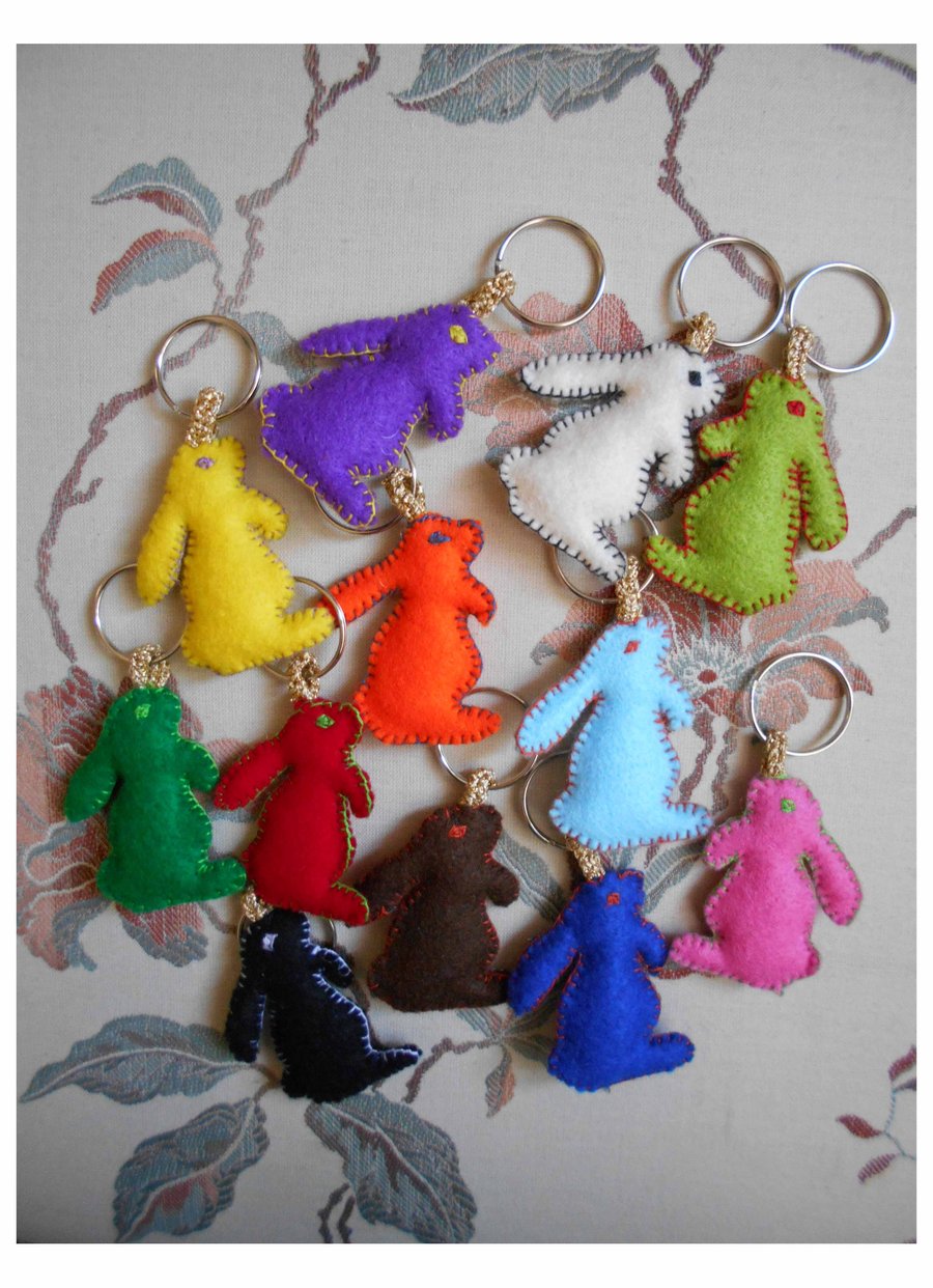 Two Bunny Keyrings, Stocking Fillers, Secret Santas, Small Gifts