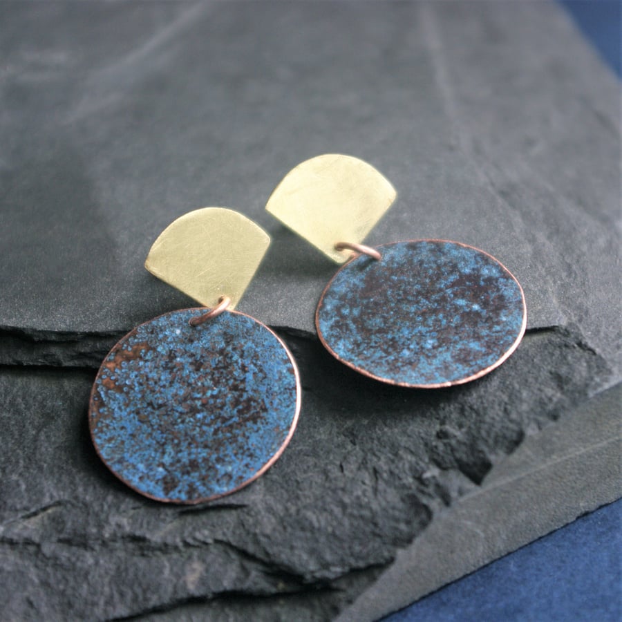 Copper and Brass Dangle  Earrings