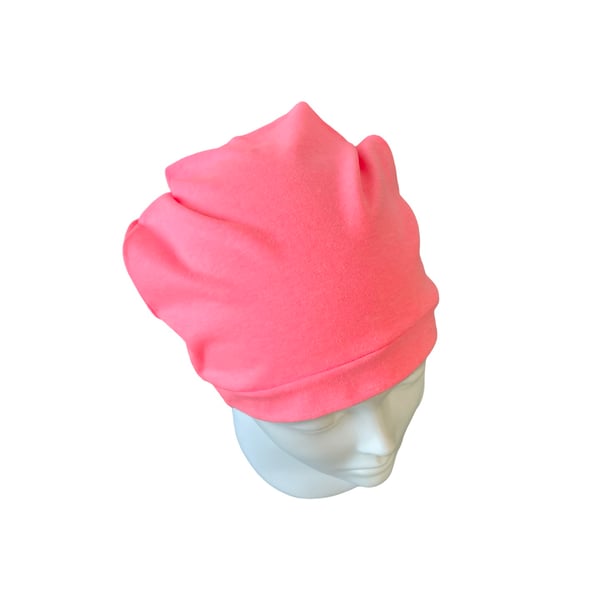 Neon Pink Beanie, Slouchy Beanie Women, Cancer Chemo Hat, Beanie Skull Cap