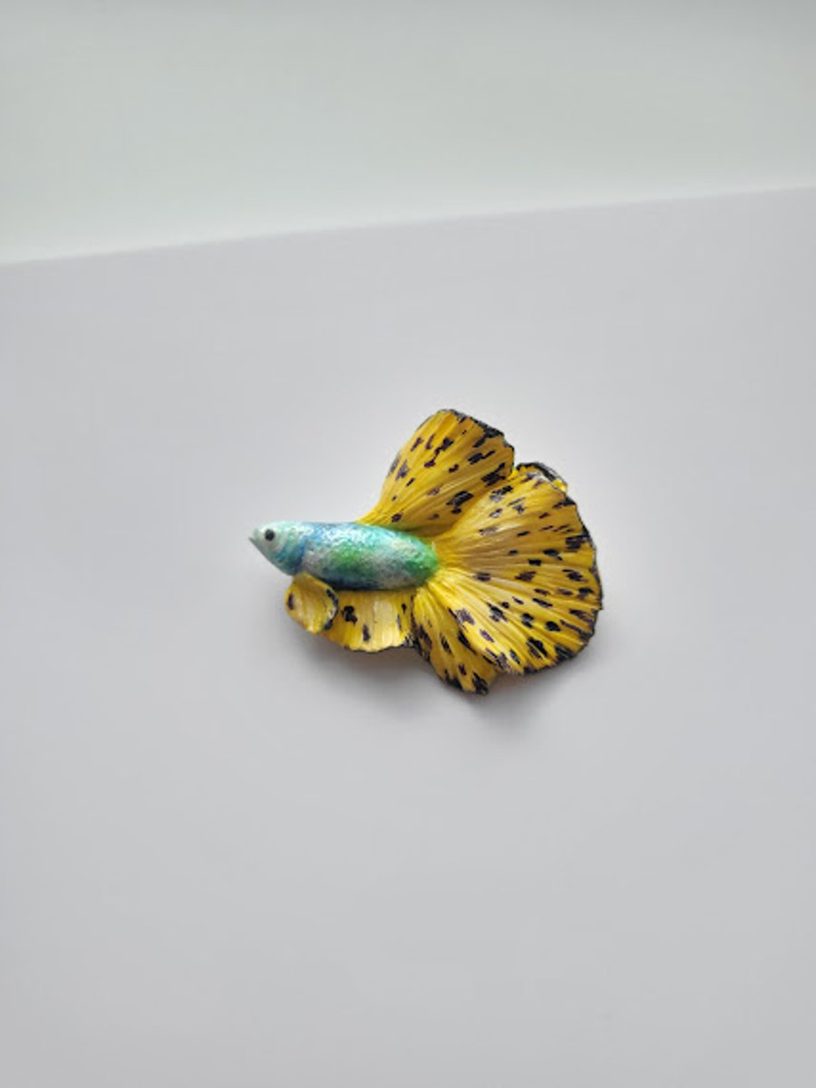 Handmade Polymer Clay Brooch - Sunspot Serenity Betta Pin