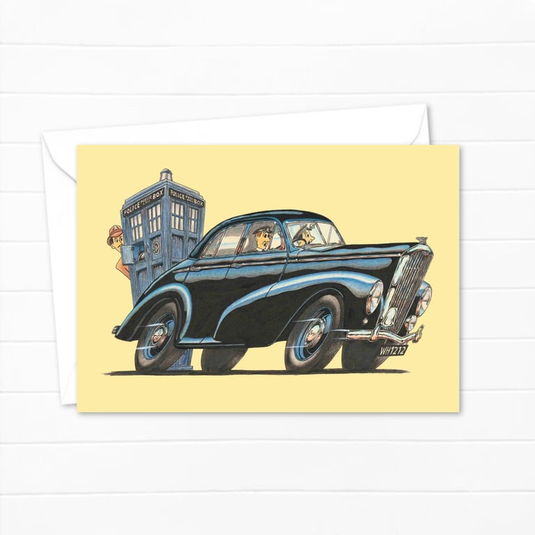 Police Car Greeting Card: Hand Drawn Cartoon Illustration - Blank Inside (314)