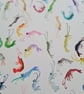 Original hand painted watercolour silly tiny shrimp art - Image 3