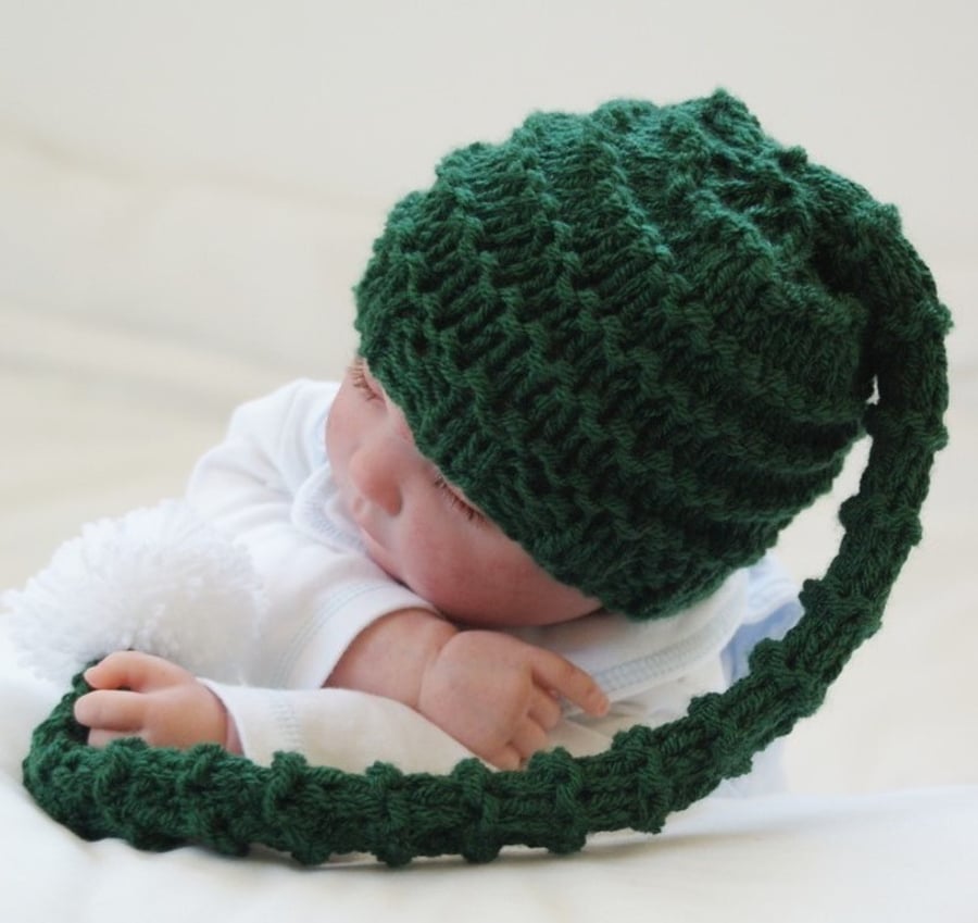 NB Baby Boys Chunky Knit Hat Elf Photo Prop Hat