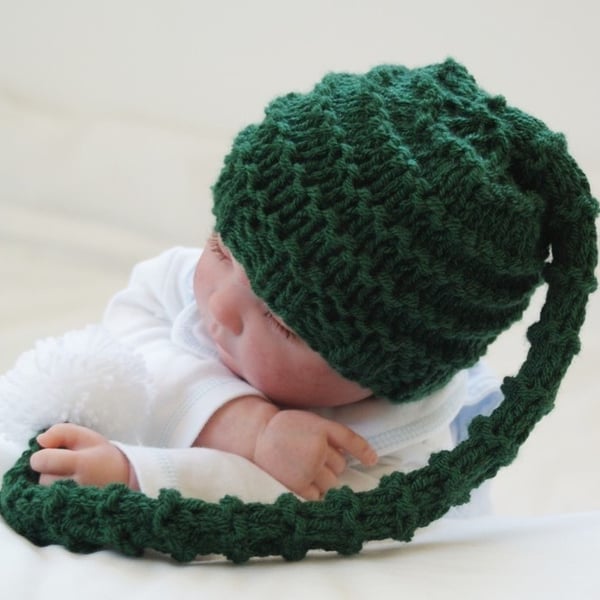 NB Baby Boys Chunky Knit Hat Elf Photo Prop Hat